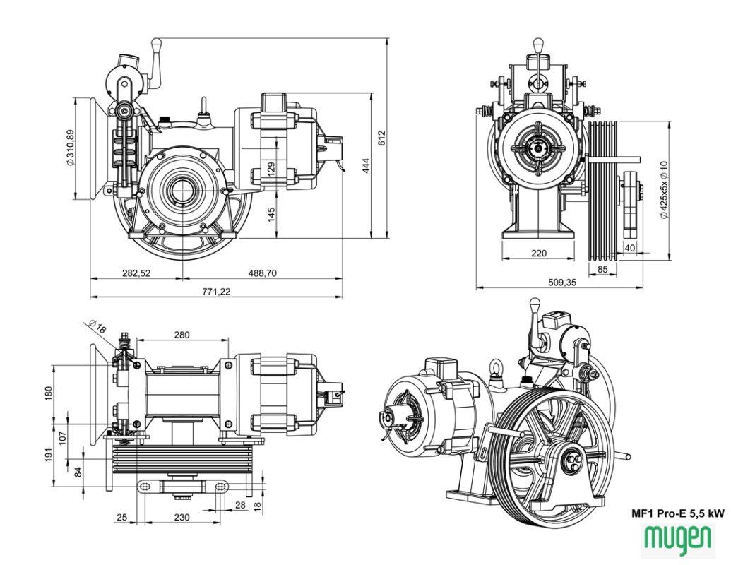 Mügen MF1 Pro 800 Kg MR 7.5 Kw Teknik Çizim